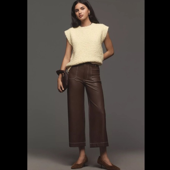 Maeve Pants - “MAEVE” Anthropologie Vegan Leather Colette Cropped Wide Leg Pant